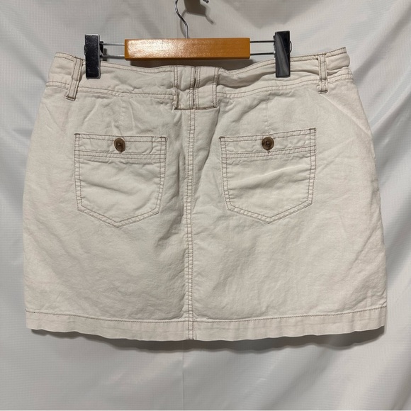 Sonoma Beige Linen Cotton Skort Front Button Pockets sz 12 - Picture 2 of 7